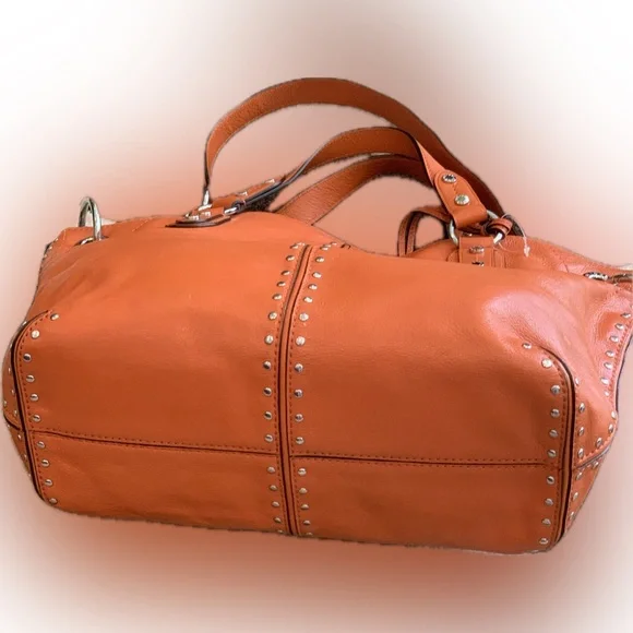 LOW START Michael Kors NWT $398.00 Retail Astor Large Chain Tangerine Satchel - Picture 6 of 9